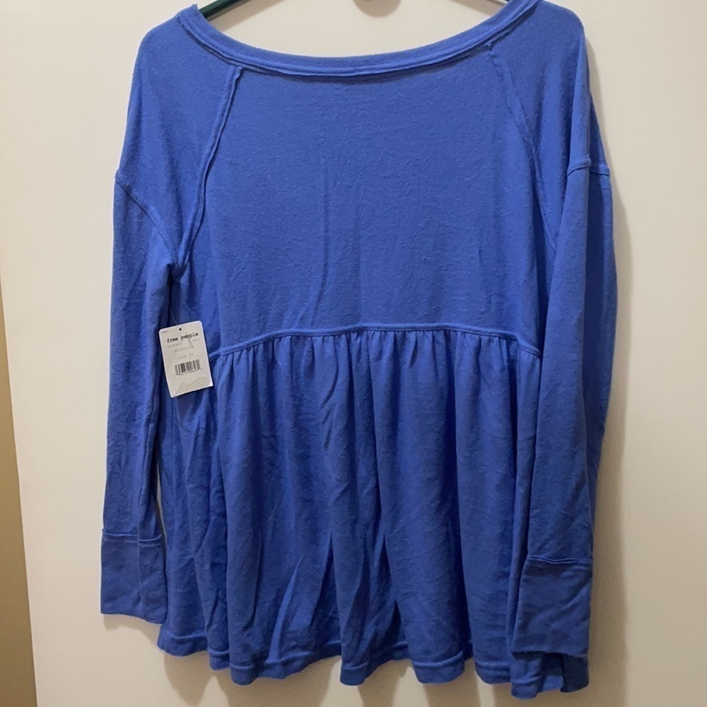 Free People Forever Your Girl Babydoll Blue Top - Picture 8 of 13